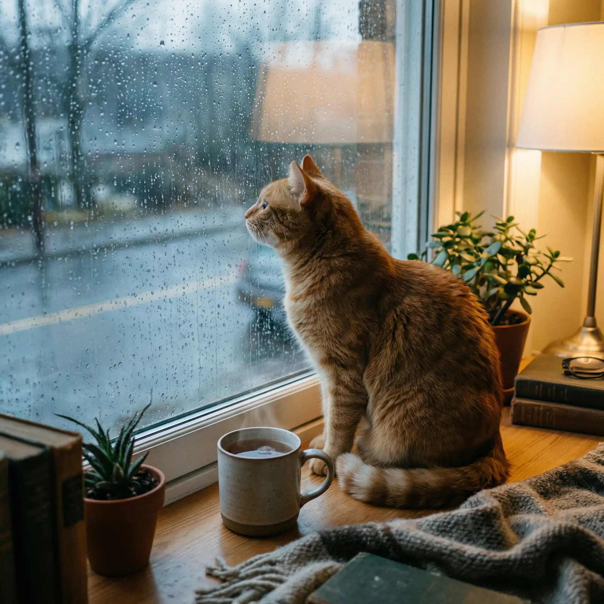 猫咪望着窗外的雨 - 聚美优品陈欧